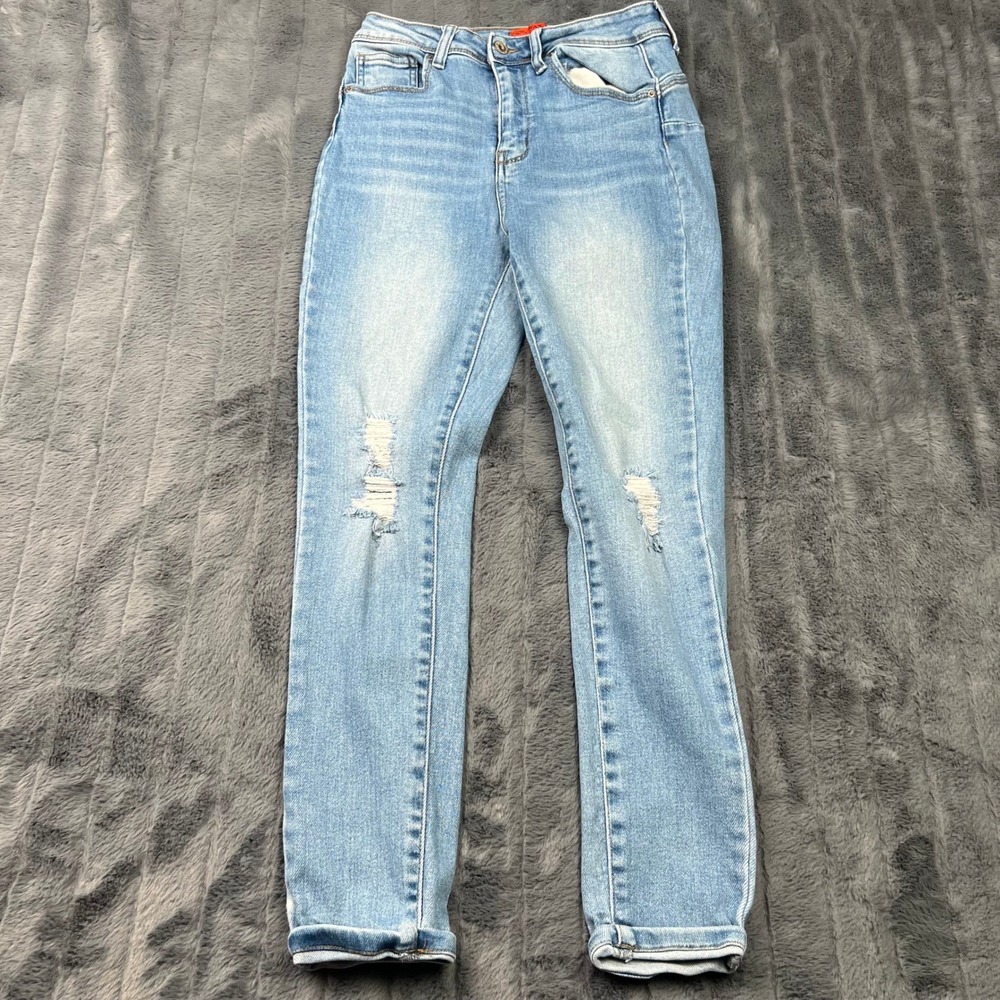 Wax Jean Butt I Love You Light Wash Distressed Skinny Jeans 7/28 90191